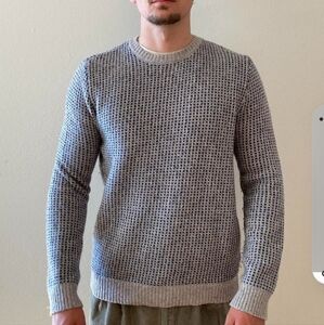 Mollusk Surf Shop Mens Beacon Sweater Grey Blue Wool Alpaca Knit Medium $138